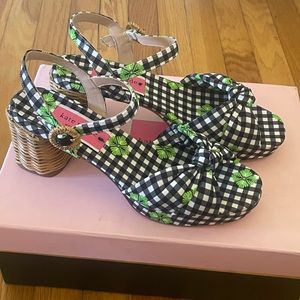RARE gingham wicker Kate Spade heels NWOT